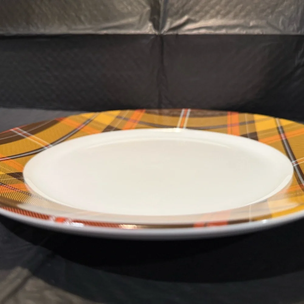 LAST ONE! New Williams Sonoma Autumn/Harvest Plaid Dinner Plate, 10 5/8”
